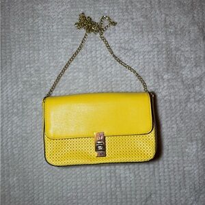 Kate Landry Yellow Crossbody Bag with Gold Chain